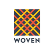 Crisscross logo with Woven text below