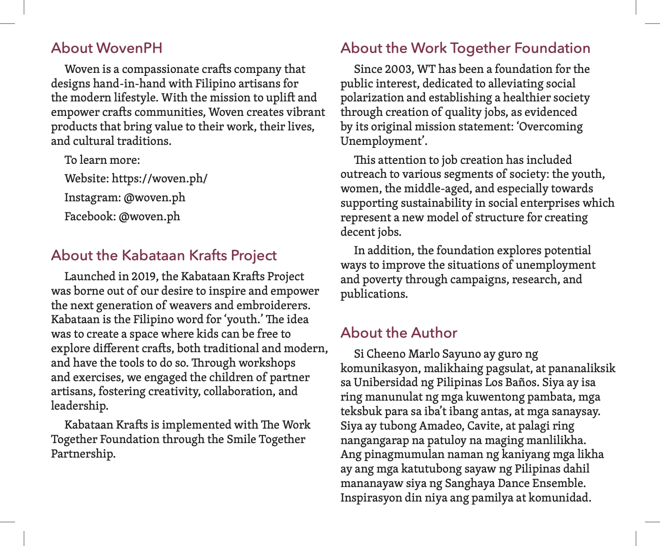 Kabataan Krafts Creativity Workbook (Vol. 1) - Woven Crafts