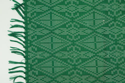 Green and White Table Runner - Woven Crafts