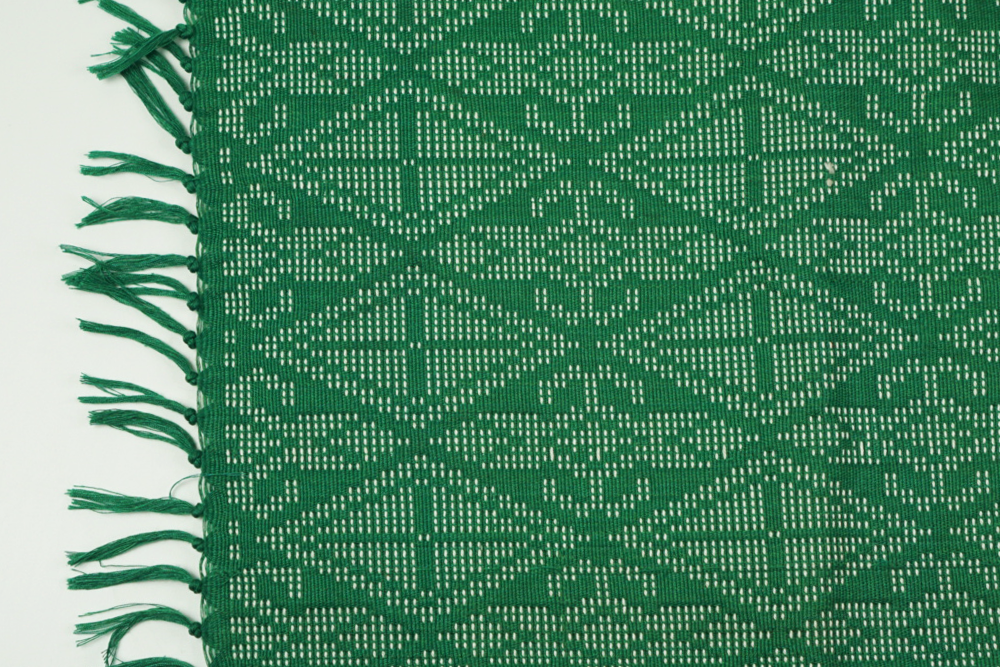 Green and White Table Runner - Woven Crafts