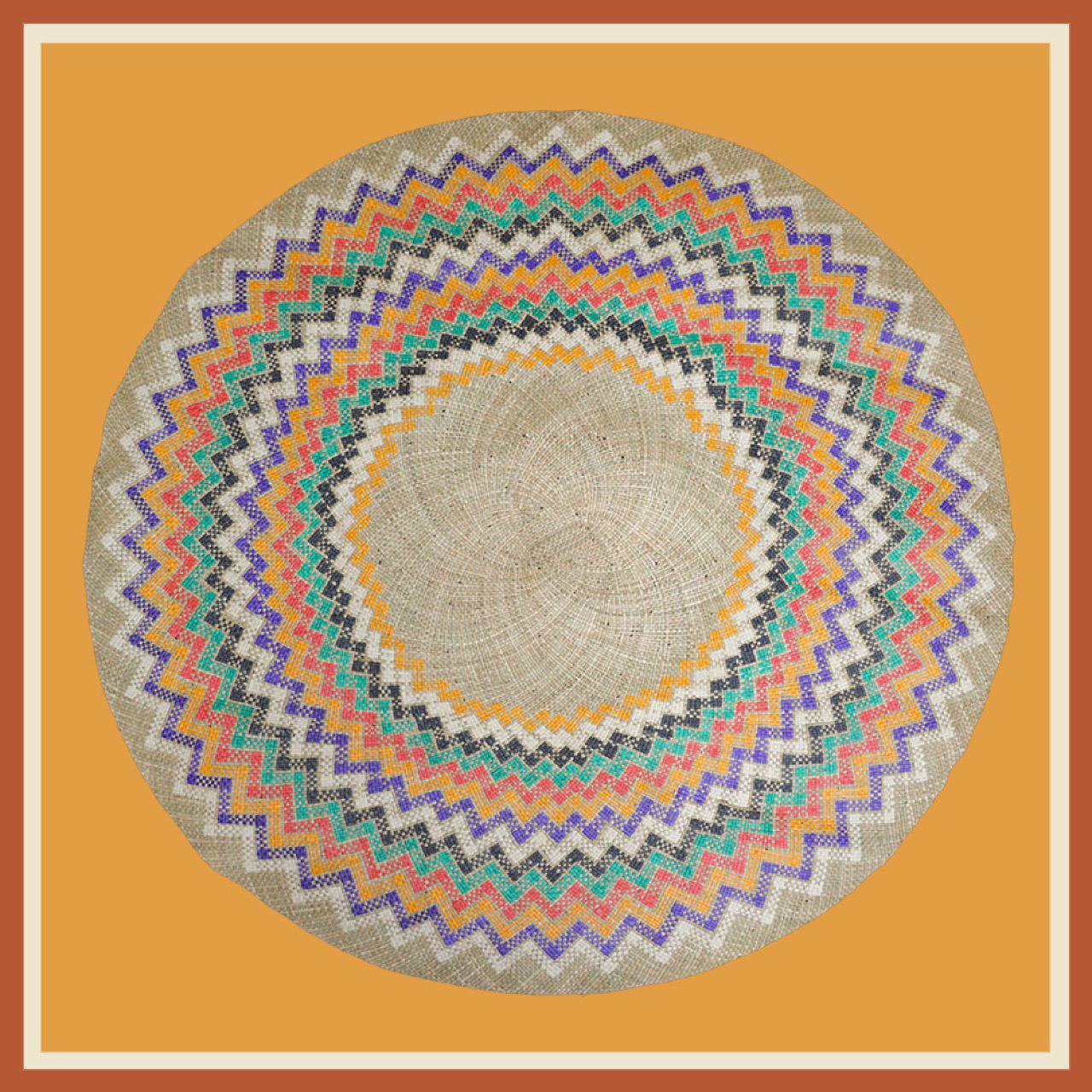 Natural Colorful Circular Mat - Woven Crafts