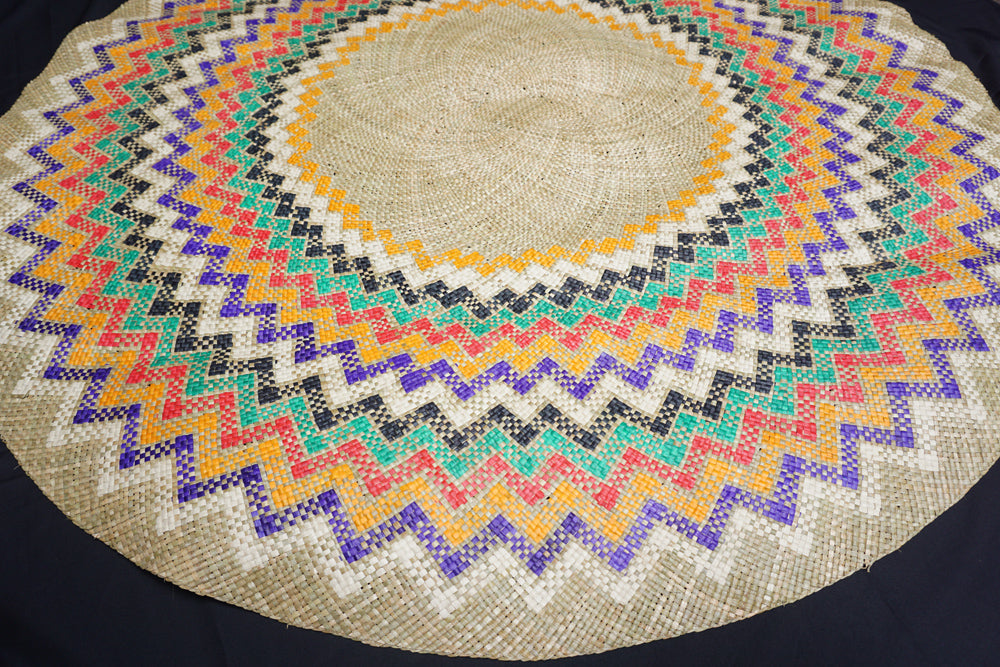 Natural Colorful Circular Mat - Woven Crafts