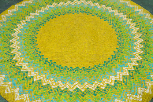 Lime Green Circular Mat - Woven Crafts