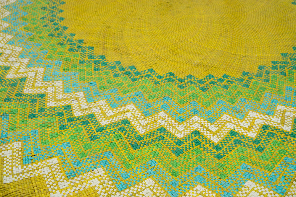 Lime Green Circular Mat - Woven Crafts