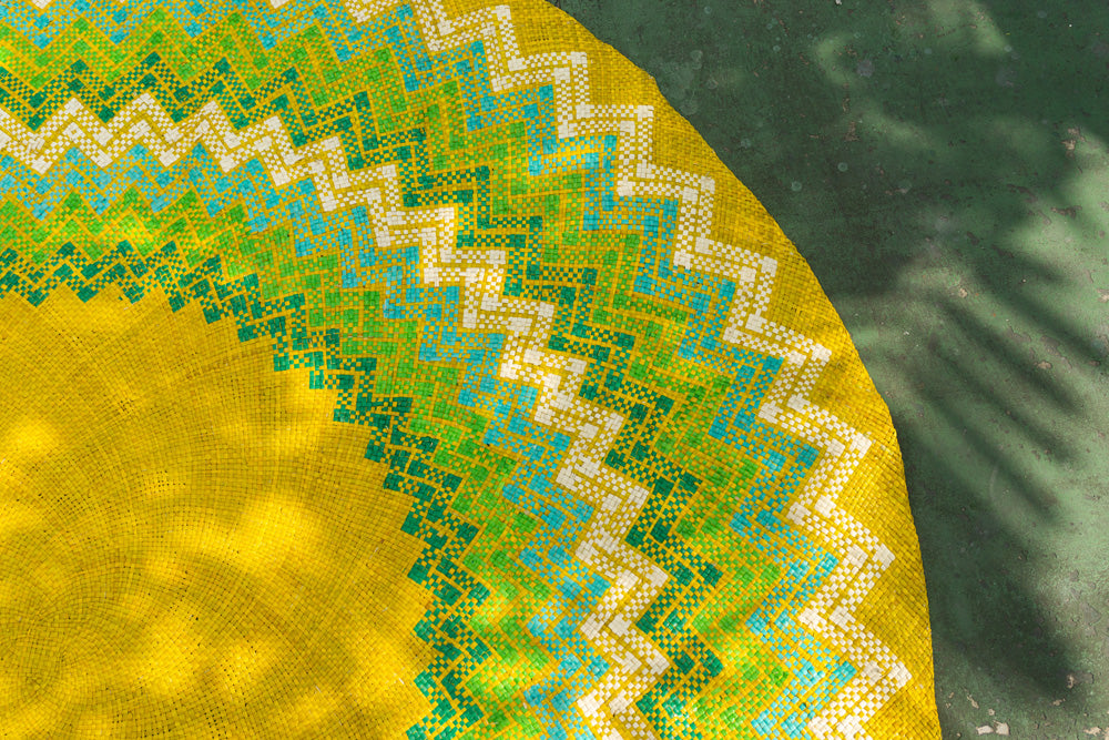 Lime Green Circular Mat - Woven Crafts