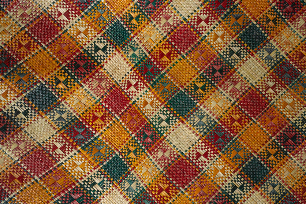 Orange Dahon-Dahon Rectangular Mat - Woven Crafts
